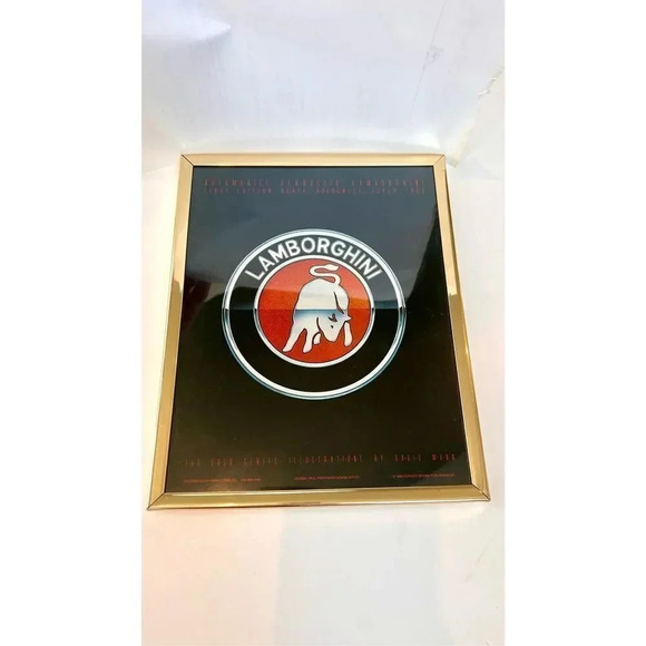 Lamborghini Logo Series Illustration David Mann Framed Picture Wall Art Man Cave - Picture 2 of 9